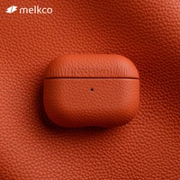 melkco genuine cowhide leather case for airpods pro 1 2 3 cover luxury lychee grain bluetooth earphone accessories for airpods 3
