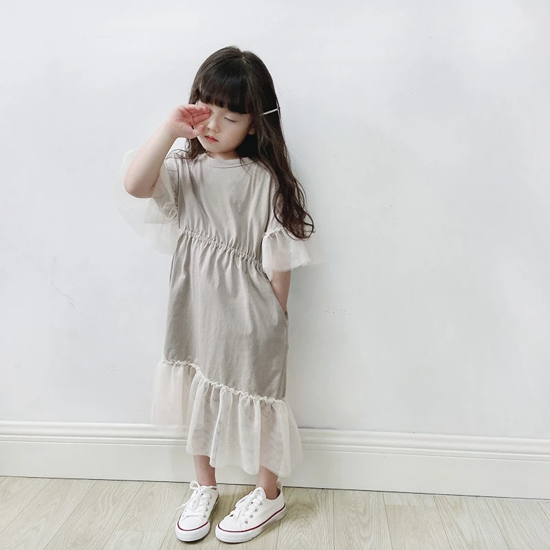 

Girl Newborn Baby Dress Spring Summer Toddler Kids Mesh Patchwork Half Sleeve Dresses Children's Costumes Clothing
