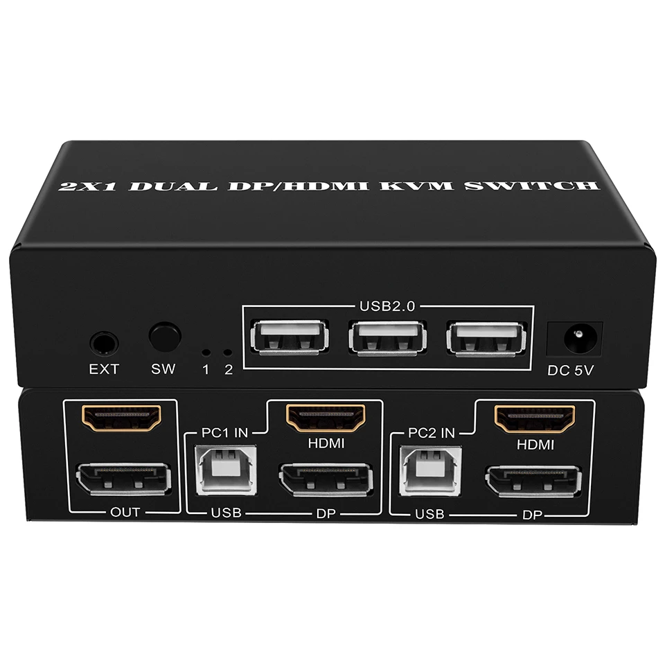 HDMI DP KVM 2x2 Переключатель 4K 60 Гц HDMI DP 2-в-1 двойной дисплей расширения USB KVM переключатель