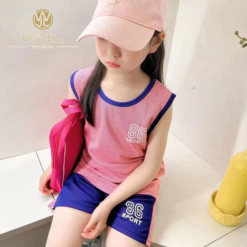 

Children'S Mesh Breathable Quick-Drying Sports Suit 2022 Summer Clothes Boys And Girls New Outdoor Sports Short-Sleeved Shorts
