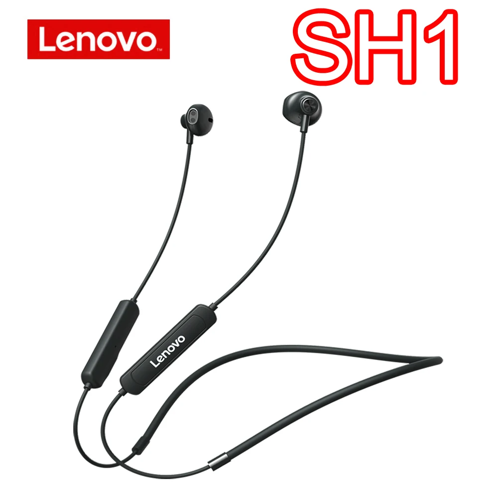 

Оригинальные магнитные наушники Lenovo SH1 с шейным ободом, беспроводные наушники, HIFI звук, IPX5 водонепроницаемая Спортивная гарнитура