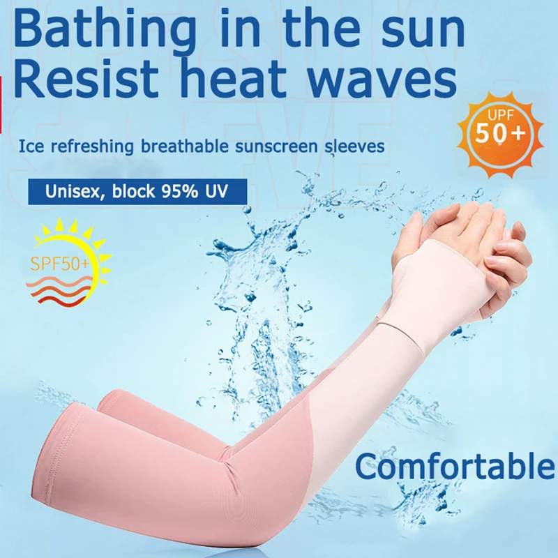 

1Pair Unisex Ice Silk Cooling Sunscreen Balaclava Bandana Sleeves Running Fishing Cycling Driving Outdoor Anti-UV Arm Sleeves