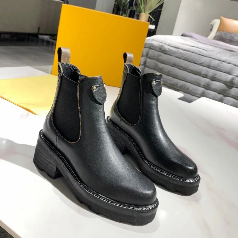 

2022 New Autumn Winter Ankle Women Boots Rubber Bottom With Velvet Warm Winter Boots Fashion Ladies Casual Martin Botas Black
