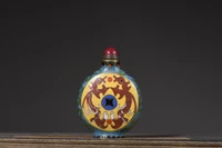 3 tibetan temple collection old bronze cloisonne mythical beast pattern snuff bottle sachet amulet office ornament town house