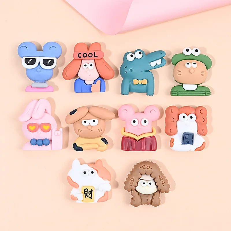 

10 шт. Мультяшные забавные животные с плоской спинкой Кабошон Скрапбукинг банты для волос аксессуары для центра «сделай сам» чехол для телеф...