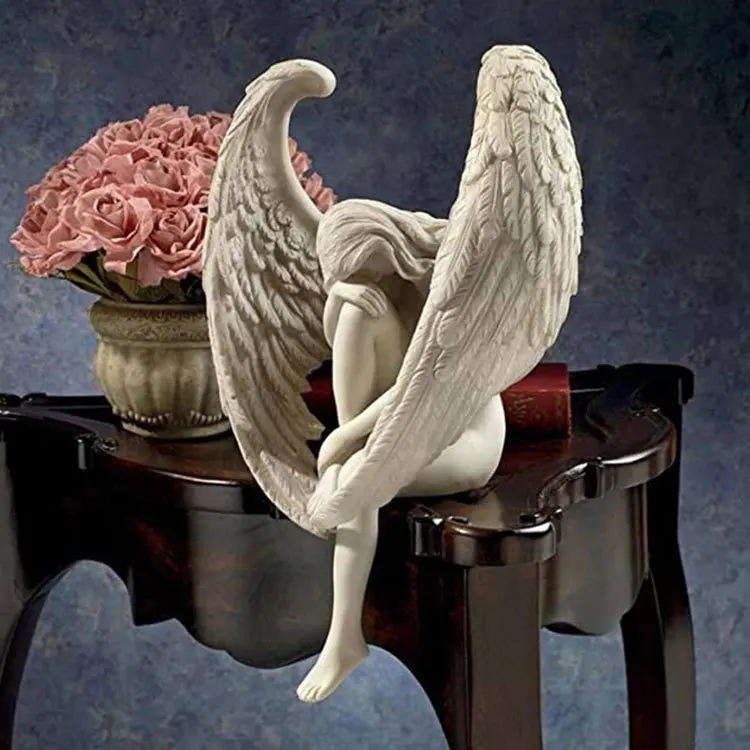 

Скульптура «Ангел искупления», художественное украшение, декор для гостиной, белые крылья ангела, статуя из смолы, Современное украшение для дома, аксессуары, подарок