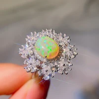 natural dazzle opal ring s925 silver plated 18k gold inlaid fire color flash japanese and korean fashion versatile style