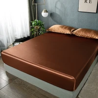 home textile satin silk fitted sheet solid color king size bed sheet bed mattress protector cover single twin queen bedspread