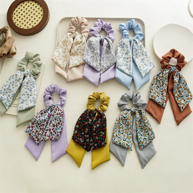 

Fashion 4pcs/lot Woman Satin Scrunchies Elegant Rubber Band Ponytail Holder Elastic Hair Tie WLFQ078