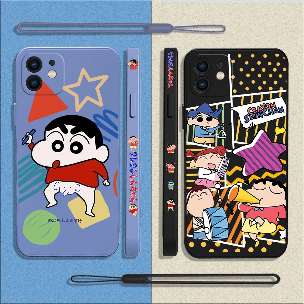 

Anime Crayon Shin-chan Phone Case For Xiaomi Redmi Note 11 10A 10 10S 9 8 7 Pro Plus 10C 9A 9C 9T 4G 5G Cases with Hand Strap