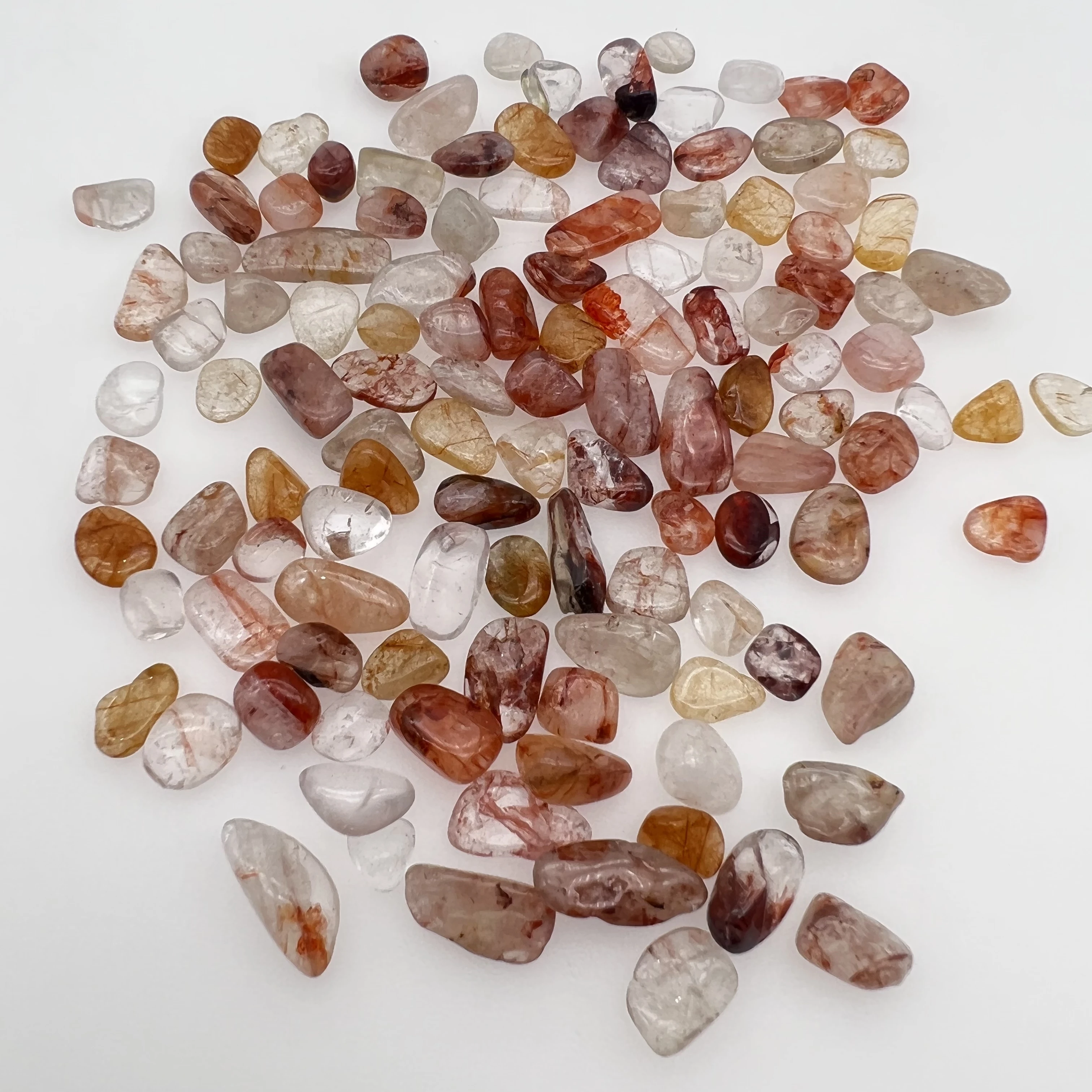 

Natural Fire Quartz Crystal Polished Stone Rock Gravel Gem Healing Tumbled Chips Crushed Natural Quartz Crystals