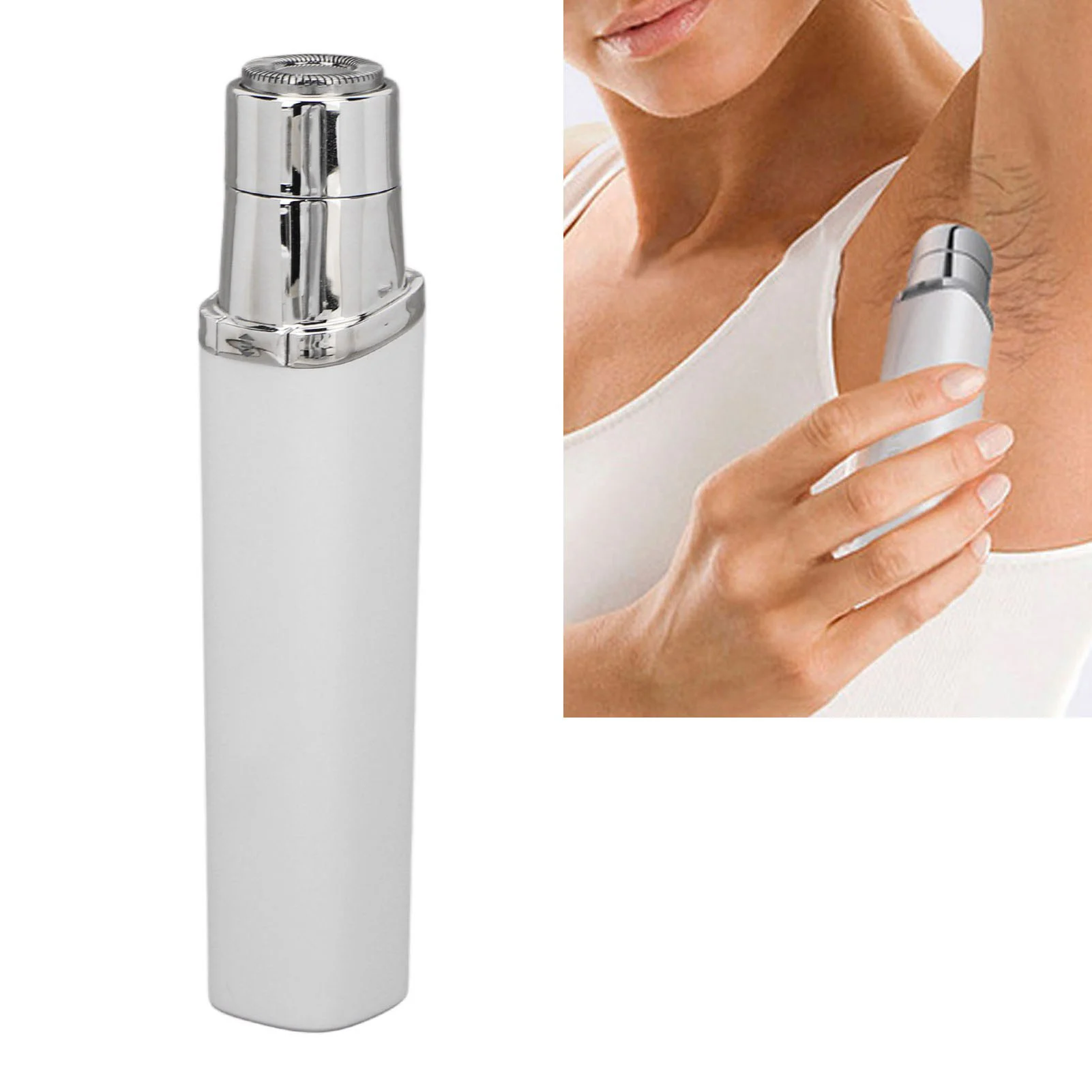 

Facial Hair Removal Painless Portable Mini Electric Gentle Waterproof Face Eyebrow Hair Trimmer White for Underarm