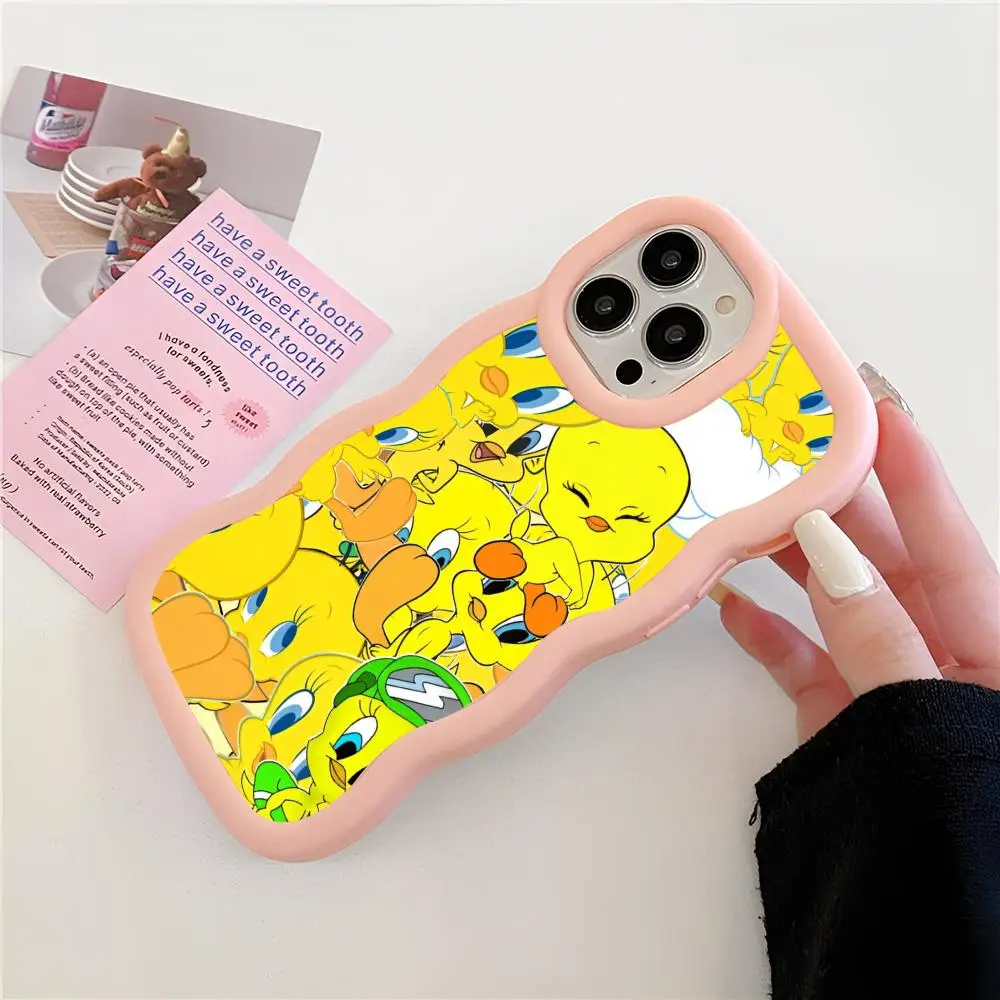 Funny Tweetys Bird Hot Cute Phone Case Pink Girls New Wave Corners Macaron For IPhone 16 15 14 13 12 11 X Vivo Samsung Op