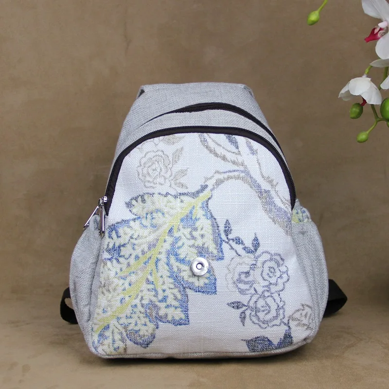 Женский китайский льняной рюкзак Повседневная Ретро сумка через плечо с