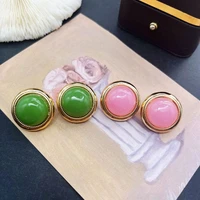 round earrings stud sweet pink green elegant brincos pierciering jewelry