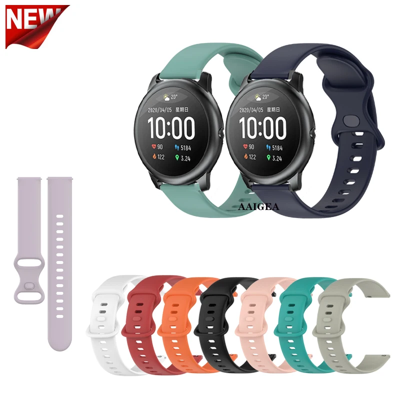 

20mm 22mm Watch Strap Soft Silicone Band for Haylou LS02 / Solar LS05 /RT LS05S /RS3 LS04 / For Xiaomi Mi Watch Color 2 Bracelet