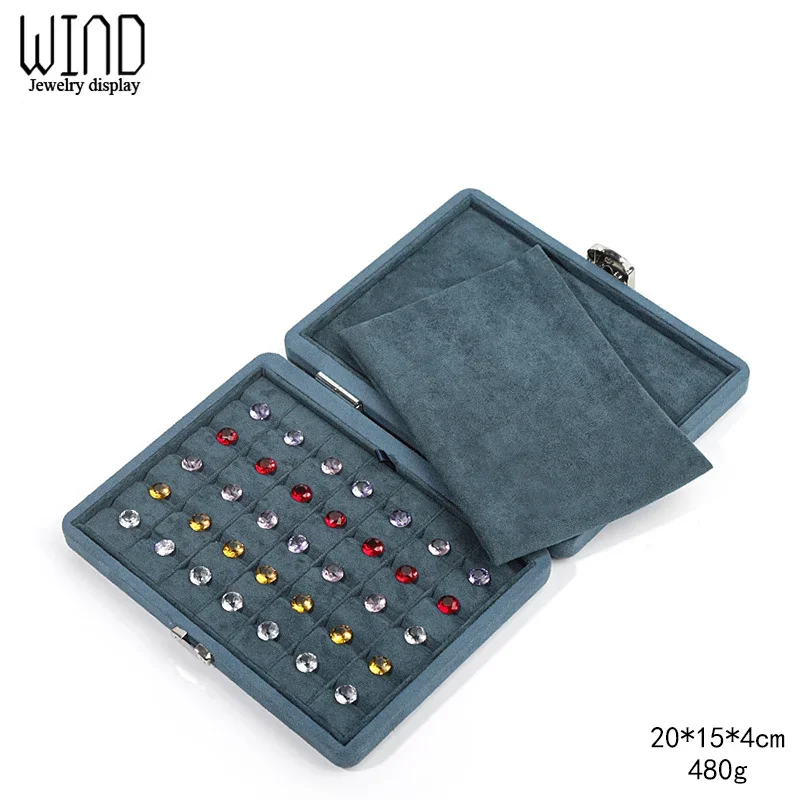 Качественная синяя коробка для хранения бриллиантов из микрофибры черный