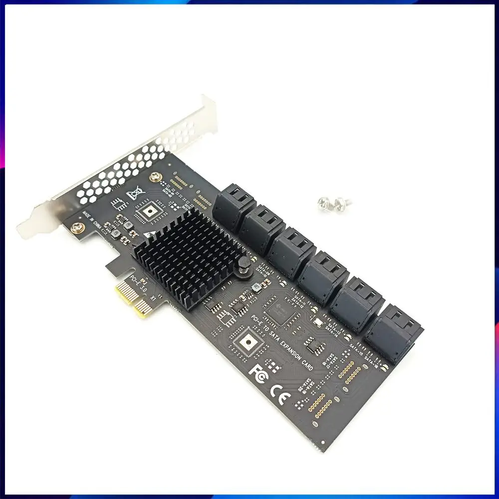 PCIE SATA Adapter Card Controller 12 Port SATA 3 PCI Express X1 Expansion Card Add on Cards Riser PCIE Card for Chia Mining
