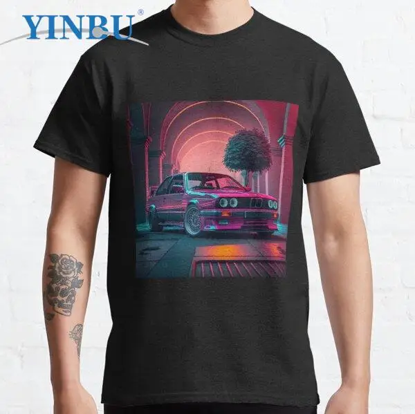 

Retrowave Synthwave Sport Car E30 t shirt for men fashion clothing new 2023 streetwear graphic tees