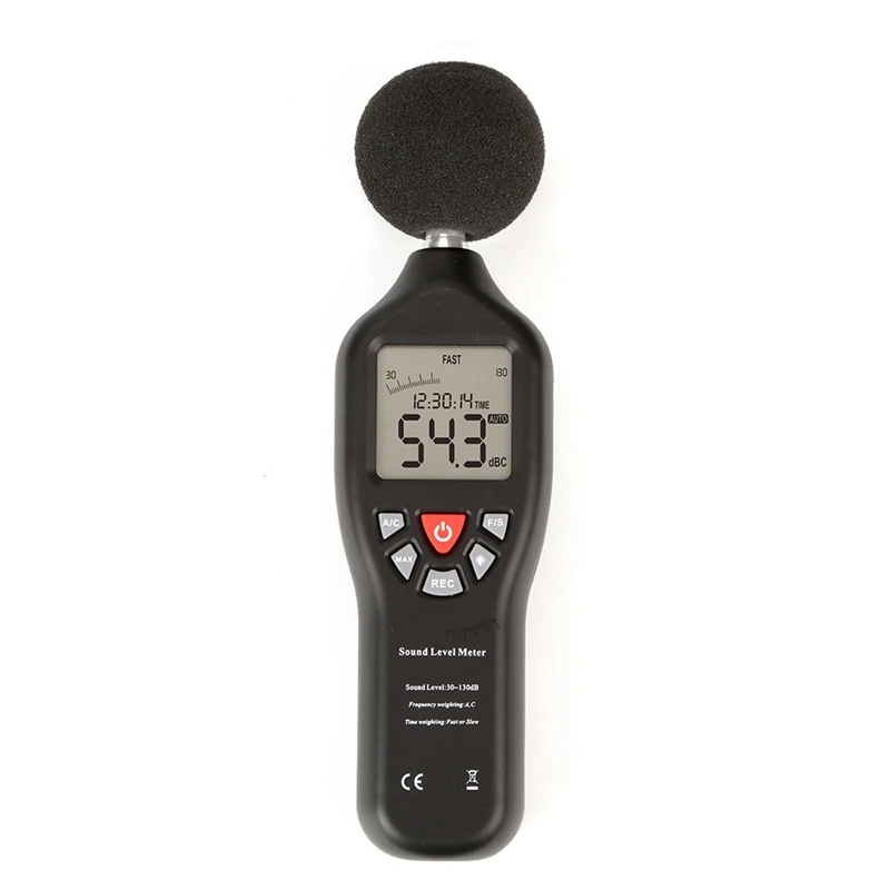 Professional Compact Sound Level Meter With Data Record Function 30DB-130DB High Accuracy Measuring With Backlit Display