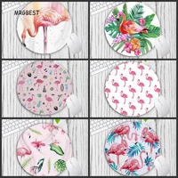 mrgbest big promotion 200x200mm round mouse pad new printed pink flamingos gamer play mats rubber animal speed mat