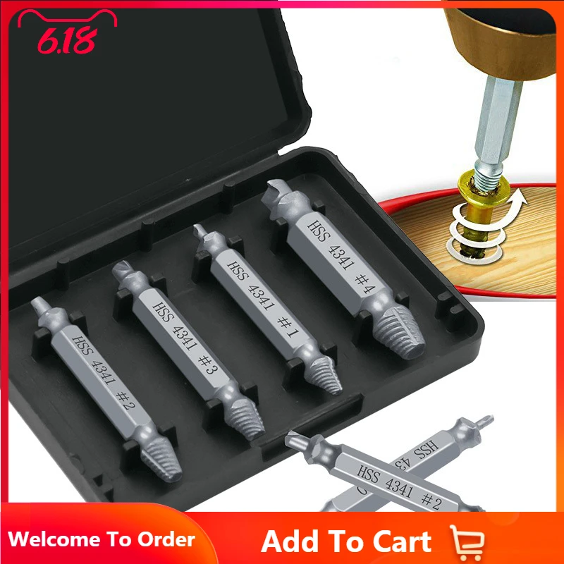 

6Pcs Damaged Screw Extractor Drill Bit Set Easily Take Out Broken Screw/Bolt Remover Stripped Screws Extractor Demolition Tool