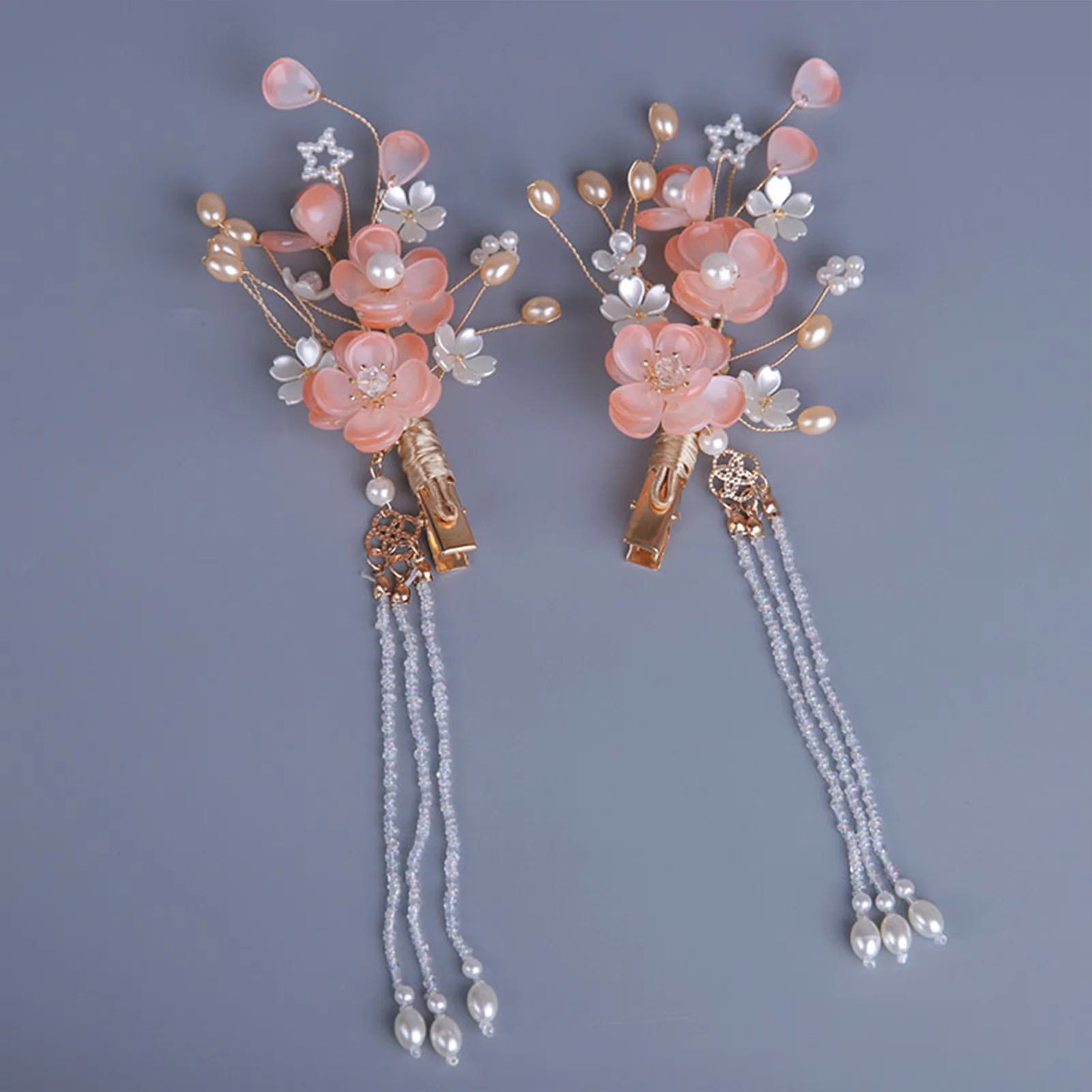 

Woman's Hanfu Side Hair Clips with Tassel Stable Grip Handmade Tassels Headpiece for Thick Curly Hair Styling Decorative