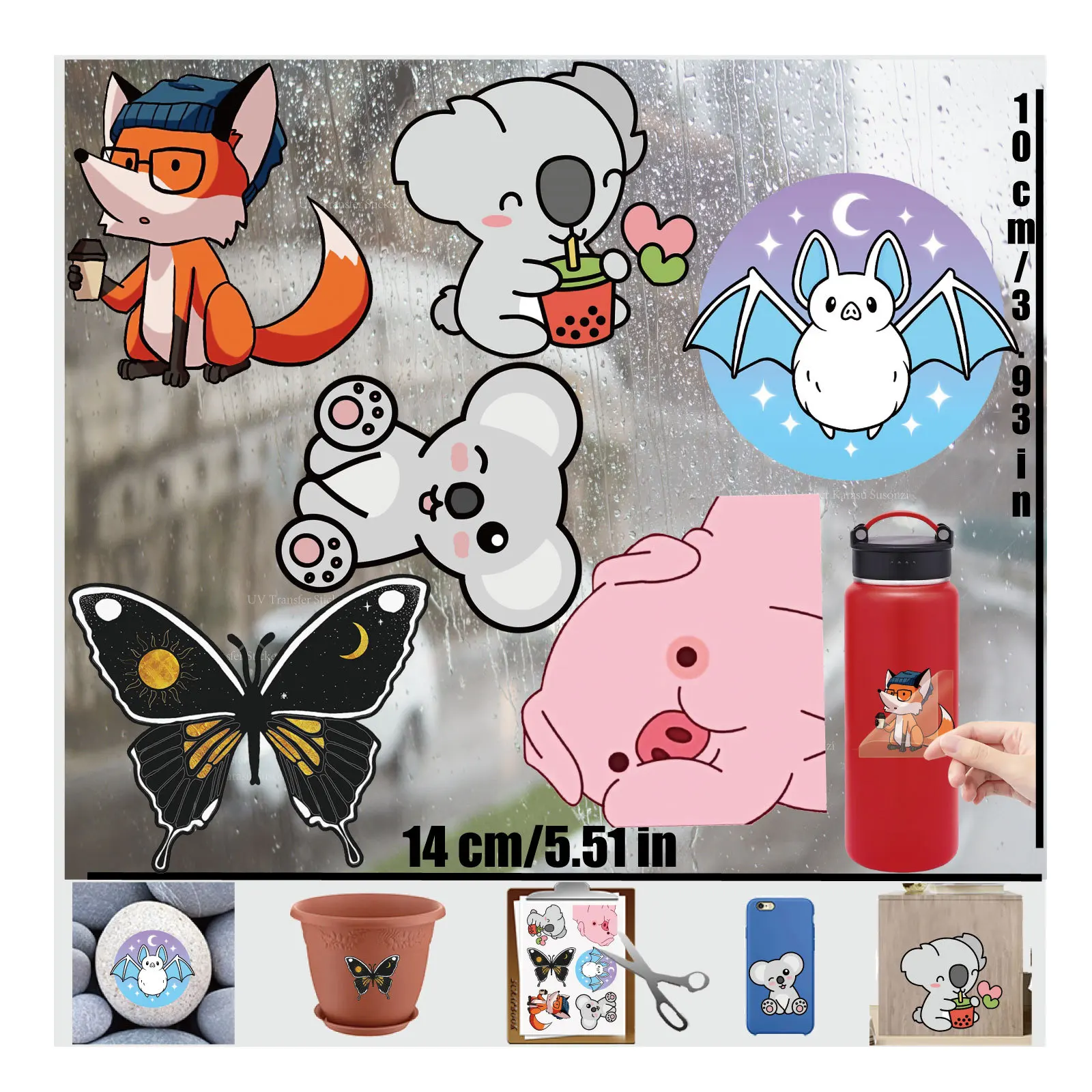 

VSCO Animal UV Transfer Sticker Cartoon Waterproof 3D Rub on Stickers for Scrapbooking Crafts Furniture Glass Rocks Phone Case