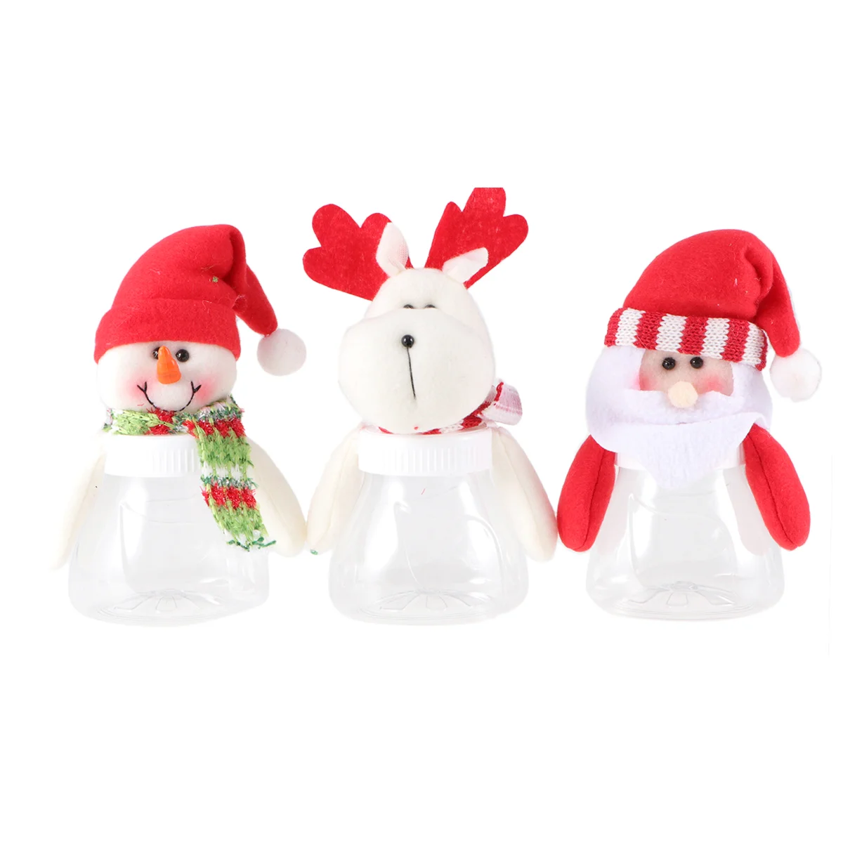 

Christmas Box Candy Gift Jar Boxes Cookiejars Santa Goodie Snowman Treat Holiday Storage Clear Decorative Containerssweet Bottle