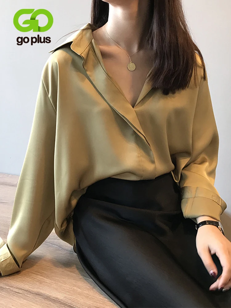 

GOPLUS Women's Blouse Shirt Korean Style Long Sleeve Turn-down Collar Blusas Womens Tops and Blouses Ropa Mujer