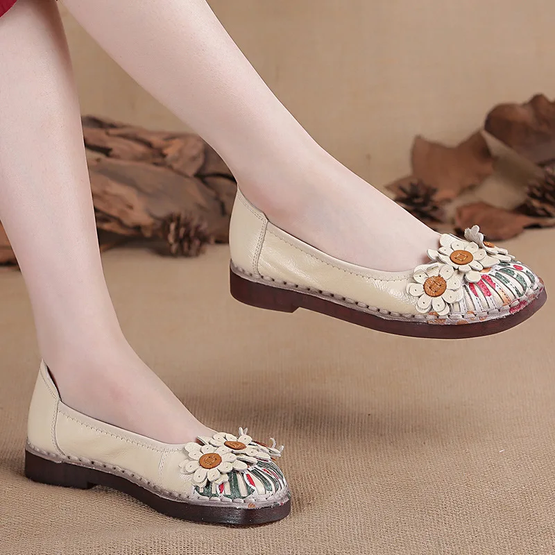 Leather hole shoes women retro soft bottom lace-up flat bottom low cut hollow shoes summer  breathable women's sandals 6 Color