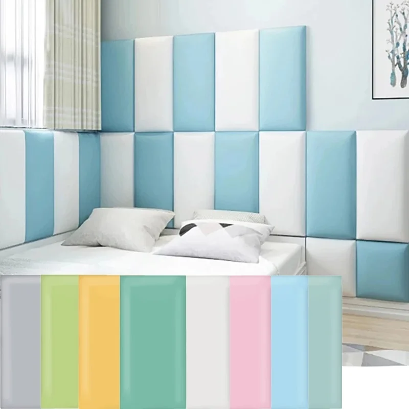 

Bed Headboard Anti-collision Wall Panels Stickers Head Board Tete De Lit Adhesiva Cabecero Cama 135 150 Bedroom Decor Wallpaper