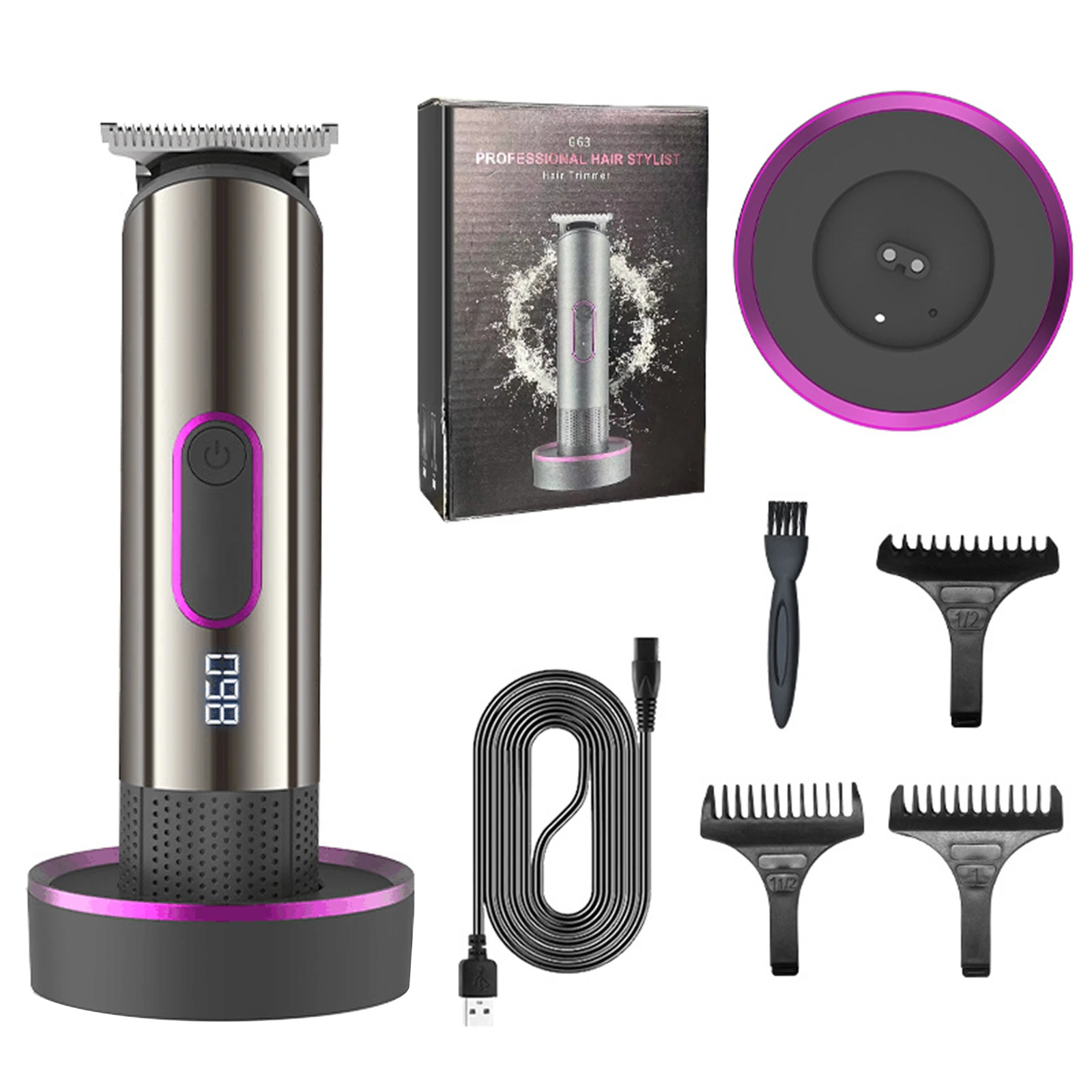 

Electric Hair Clipper Cordless Hair Trimmer Haircut Kit with 3 Guide Combs Rechargeable Styling & Grooming Kit for Salon Barbers