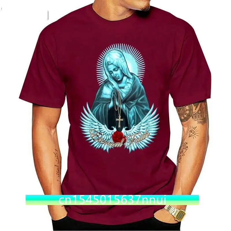 

Religious Virgin Mary T-Shirt Mens White Glitter Cool Casual pride t shirt men Unisex Fashion tshirt
