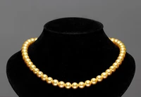 elegant high end 188 9mm south sea genuine golden round natural pearl necklace free shipping jewelry necklace