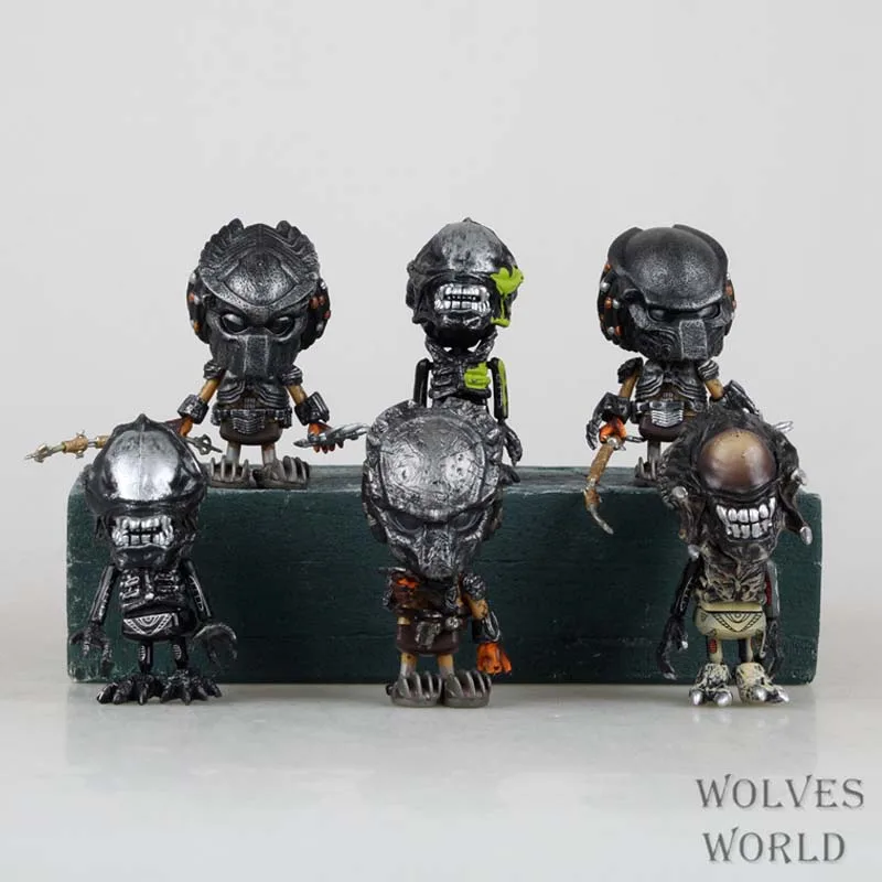

6pcs/set Q version Predator Series Predator Anniversary Jungle Hunter action figure toy 8cm
