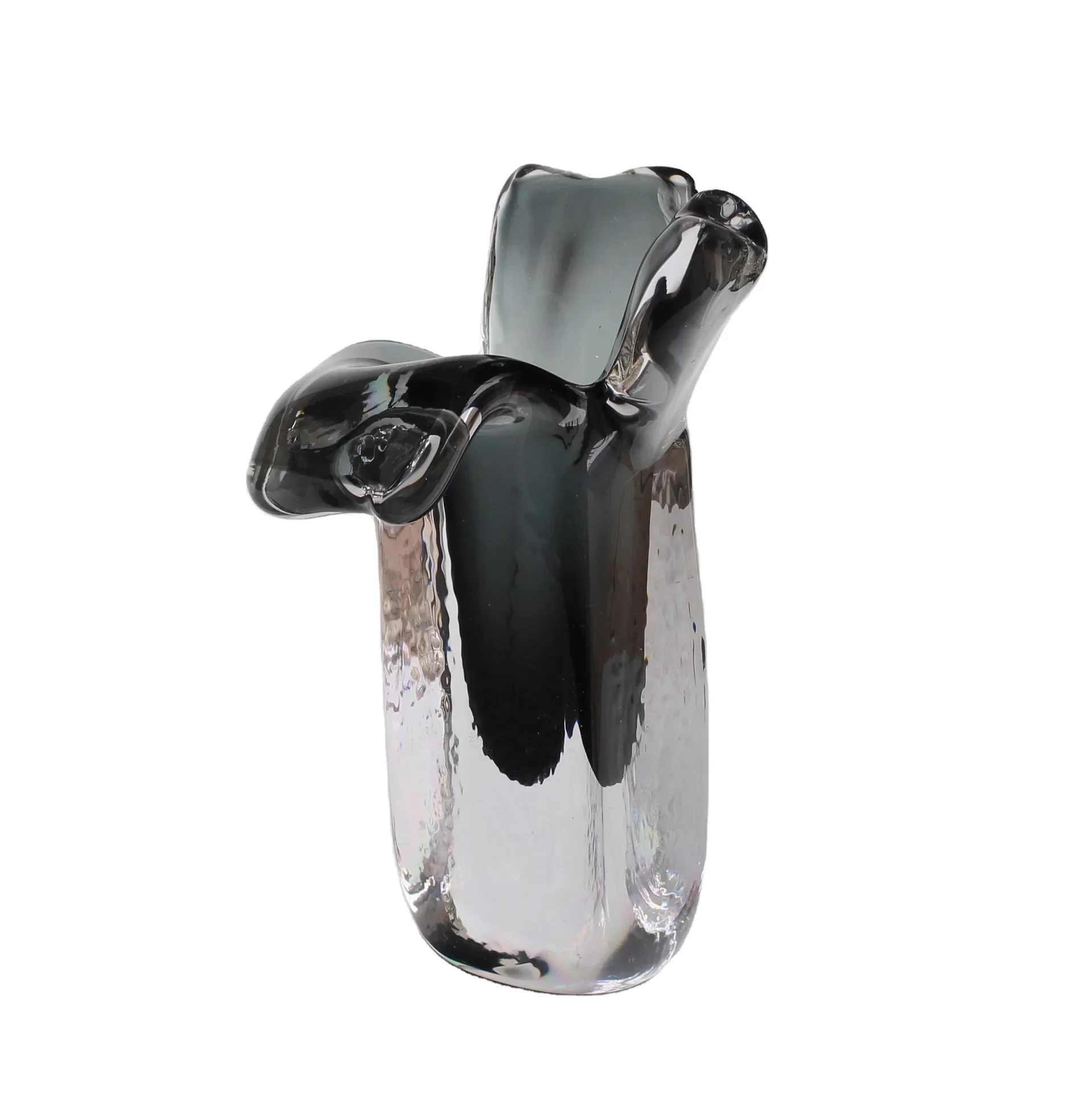 Современная искусственная Роскошная стильная Тяжелая ваза из дутого стекла для