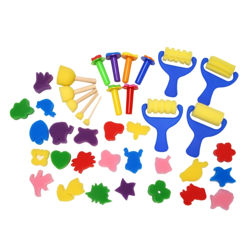 

Early Learning Mini Flower Sponge Painting Brushes Craft Brushes Set For Kids Shipping By FBA