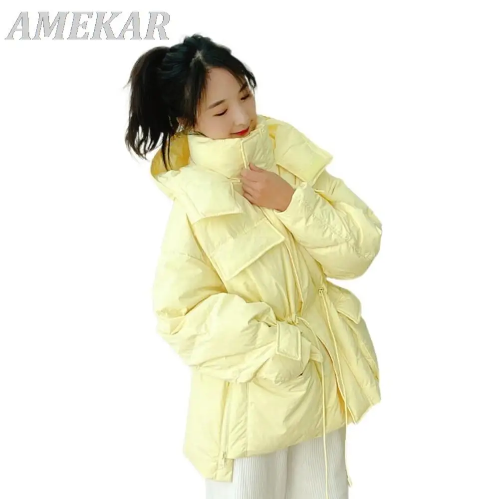 Winter Hooded Down Jacket Women 90% White Duck Down Puffer Feather Coat Female Thick Warm Fluffy Parkas  Windproof Snow Outwear