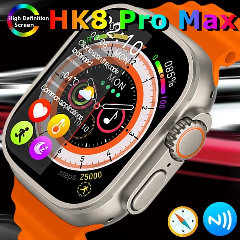 

Оригинальные часы HK8 Pro Max Ultra, умные часы серии 8, 9, 49 мм, экран 2,2 дюйма, высокое обновление Rtae NFC Compass IWO, мужские умные часы