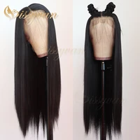 missyvan long straight black color hair synthetic lace front wigs heat resistant synthetic fiber hair for women