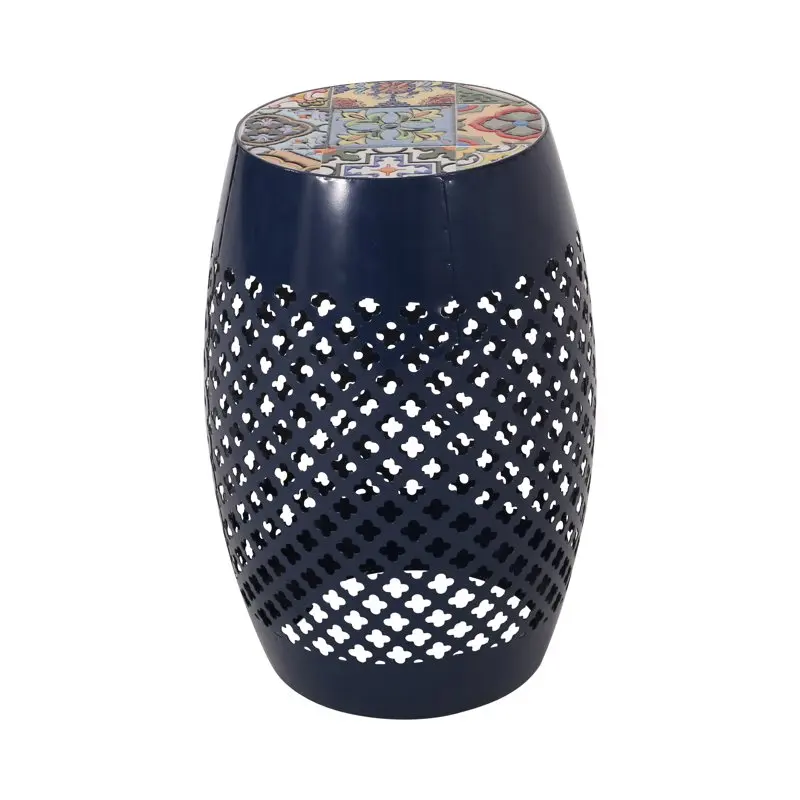 

Outdoor Iron Side Table, Dark Blue, Multi-Color