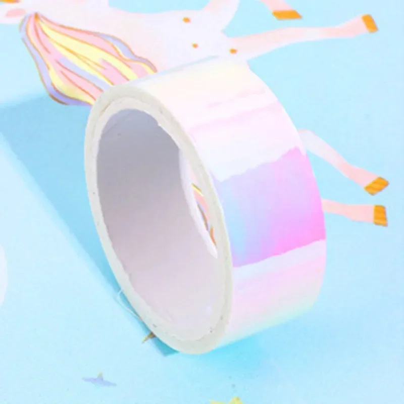 

1 шт., 15 мм, 5 м, лазерная блестящая лента васи, яркие цвета, декоративные клейкие маскирующие ленты для скрапбукинга, альбомов, канцелярские ленты