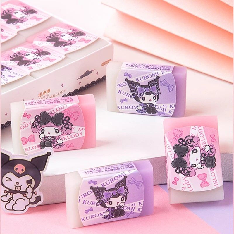 

2/8/24 шт. Sanrio мультяшный градиентный цветной ластик, милый карандаш Kuromi, ластик-карандаш без мусора, канцелярские принадлежности, оптовая продажа