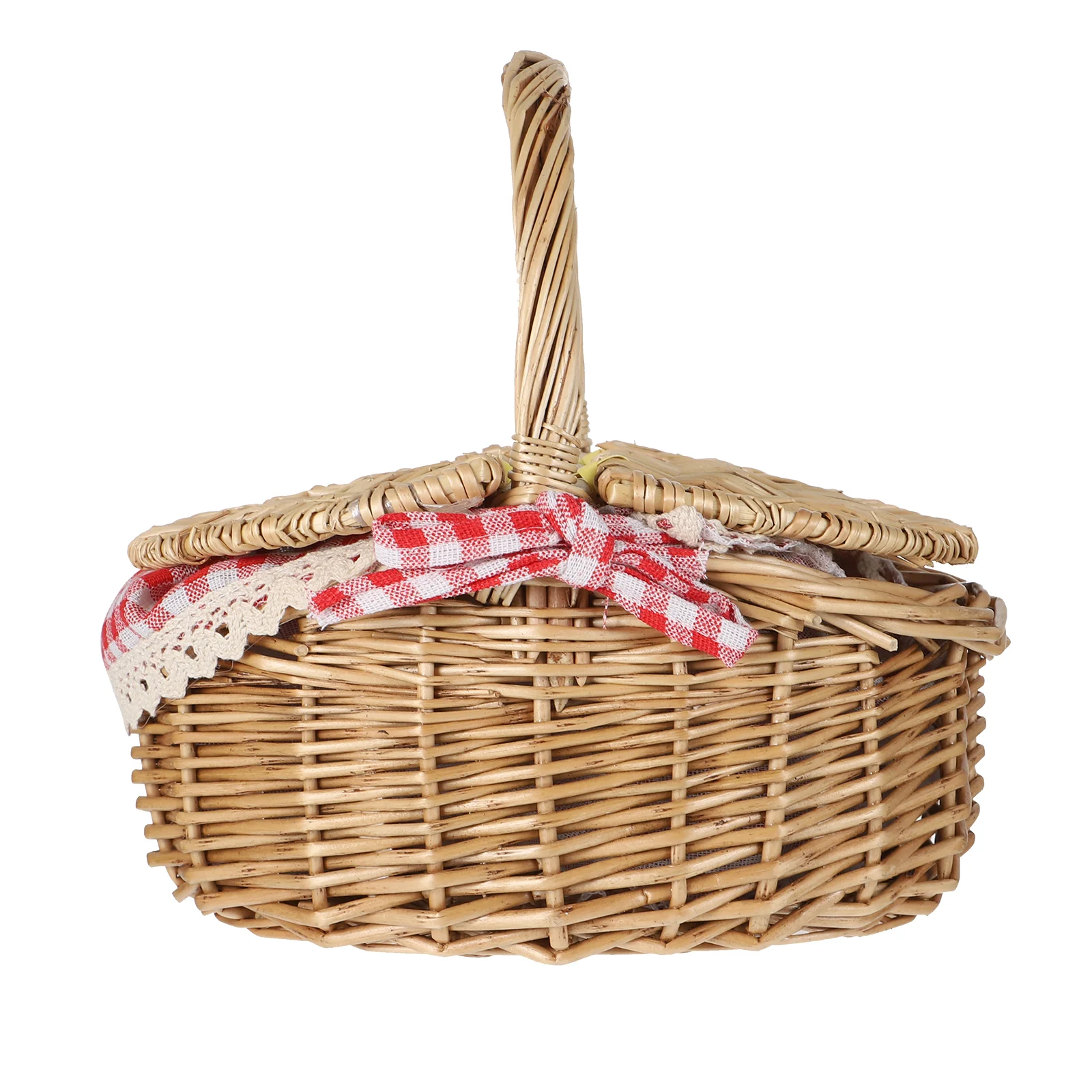 

Picnic Basket Woven Hamper Lid Picnic Accessories Willow Hamper Home Field Woven Basket Linen Rustic Basket
