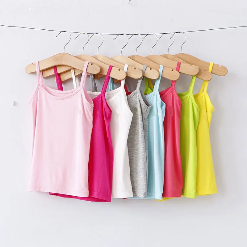 V-TREE Kids Underwear Model Cotton Girls Tank Tops Candy Colored Girls Vest Children Singlet Tops Undershirt for 2-12 Years