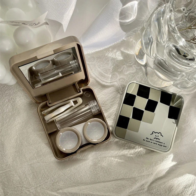

Travel Color Contact Lenses Box For Eyes Tool Kit Women Girl Heart Lady Holder Storage Eye Care Container With Mirror Tweezer