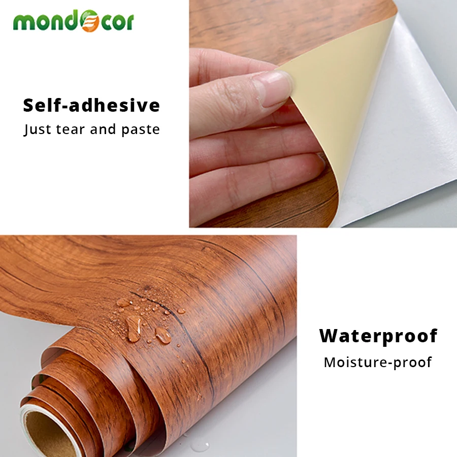 self adhesive wooden wallpaper for entrance door waterproof wallpaper oil proof removable stickers pvc peel and stick home decor free global shipping