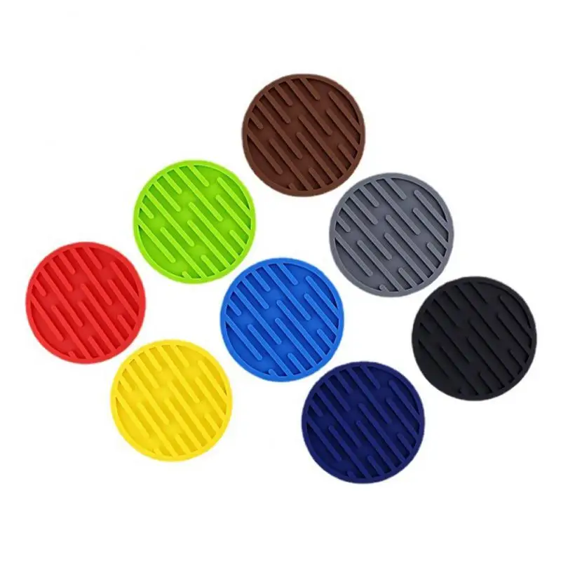 

Silicone Coaster Thickened Drain Silicone Coaster Round Heat Insulation Soft Rubber Tea Coaster Placemat Kitchen Accessories