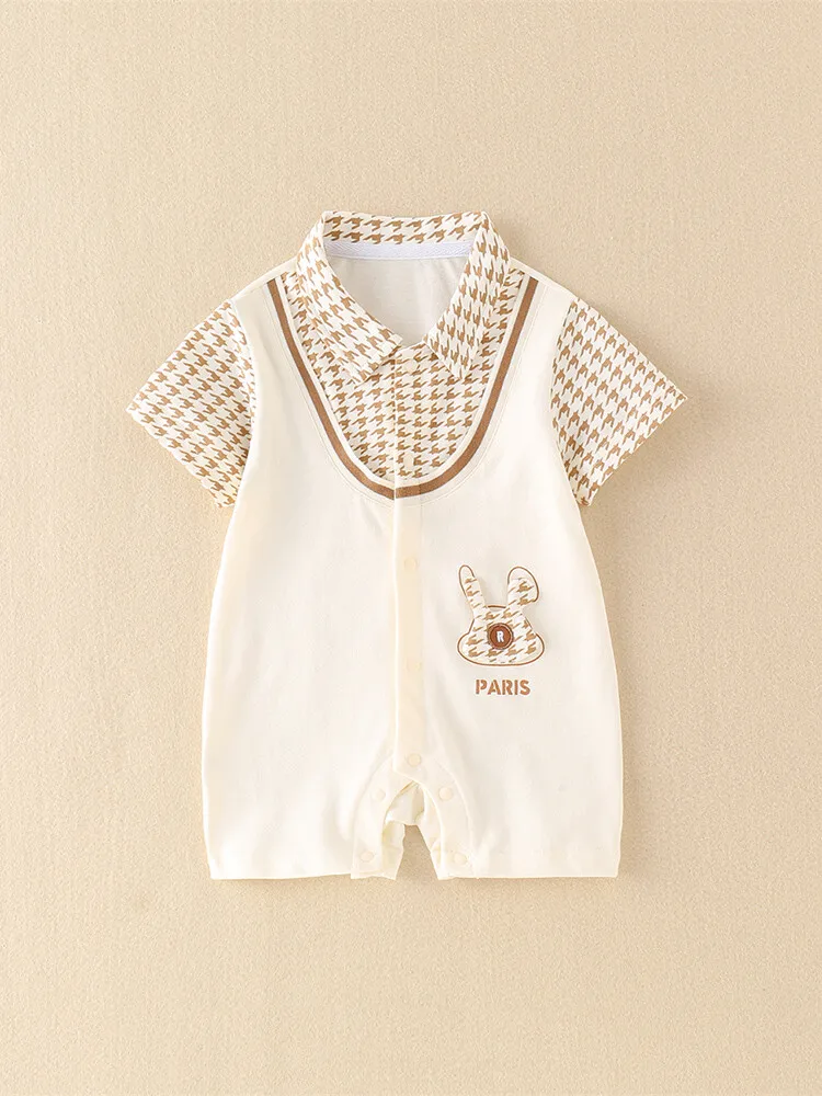 

Женская цельная одежда с коротким рукавом и отложным воротником для новорожденных